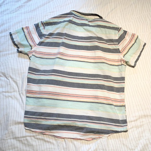 Express Men's Colourful Striped Short Sleeve Collared Shirt Large - Picture 3 of 3